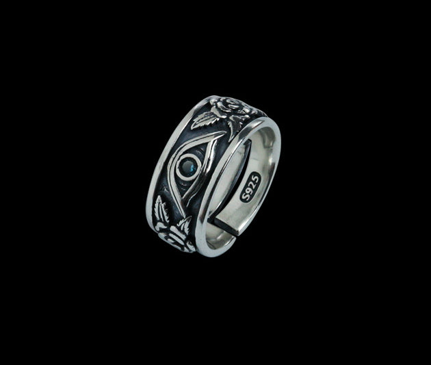 Men's vintage god eye sterling silver ring