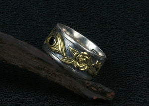 Men's vintage god eye sterling silver ring