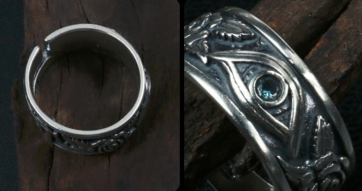 Men's vintage god eye sterling silver ring