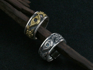Men's vintage god eye sterling silver ring