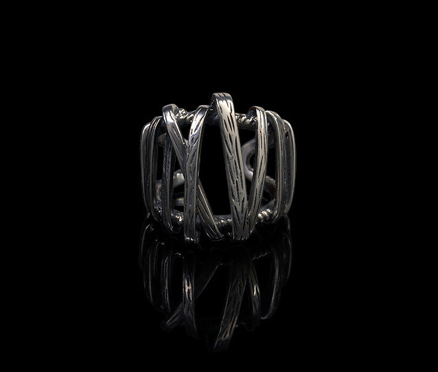 Men's fashion weave sterling silver ring