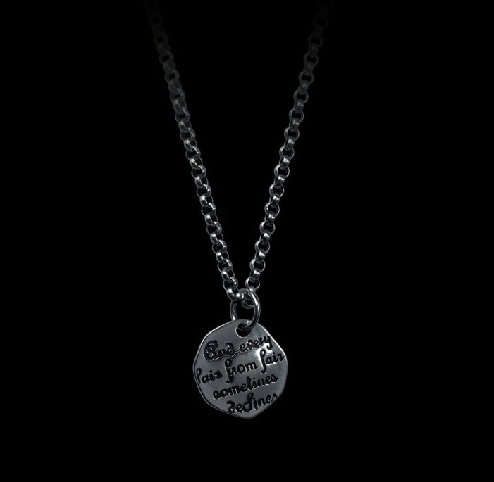 Men's fashion sterling silver love poem inscription pendant necklace