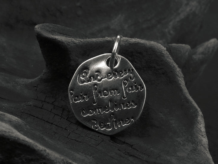 Men's fashion sterling silver love poem inscription pendant necklace