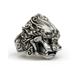 Men's personality lion sterling silver ring