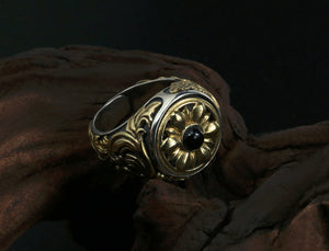 Men's vintage turning lotus sterling silver ring