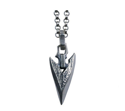 Men's vintage sterling silver small arrow pendant necklace