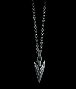 Men's vintage sterling silver small arrow pendant necklace