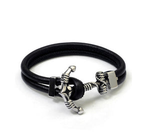 Men's fashion sheepskin titanium steel anchor rudder bracelet