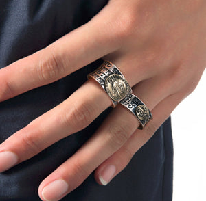 Fashion Jesus Maria couple sterling silver ring