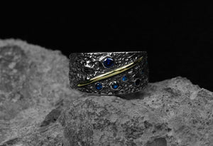 Fashion starry sky couple sterling silver ring