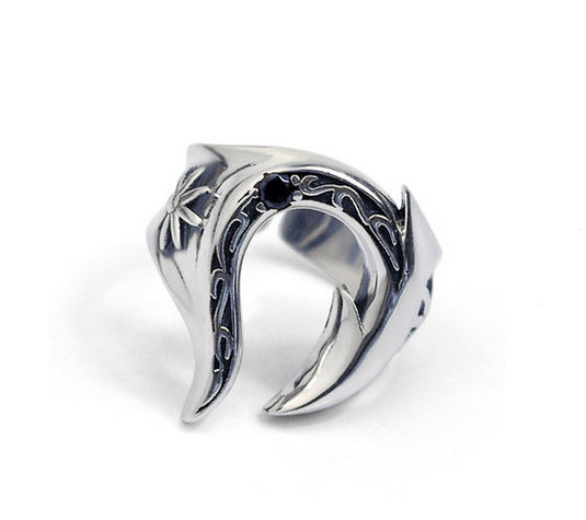 Men's fashion dragon blade sterling silver ring