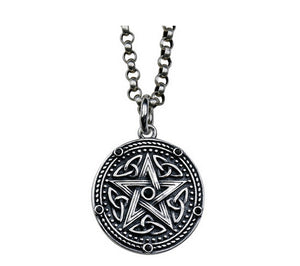 Men's fashion sterling silver magic pentagram pendant necklace