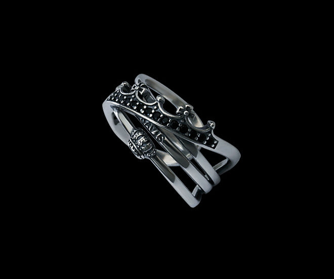 Men's fashion crown sterling silver ring