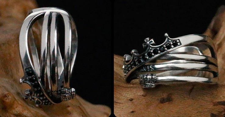 Men's fashion crown sterling silver ring