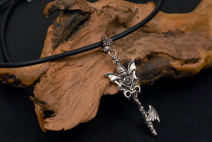 Men's fashion sterling silver angel devil pendant necklace