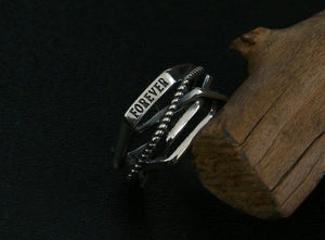 Men's woven mochi sterling silver ring