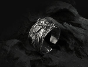 Men's vintage indian star feather sterling silver ring