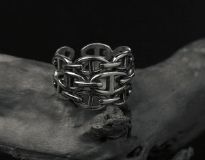 Men's vintage grommets sterling silver ring