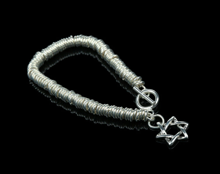 Men's fashion hexagram sterling silver bracelet