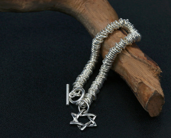 Men's fashion hexagram sterling silver bracelet