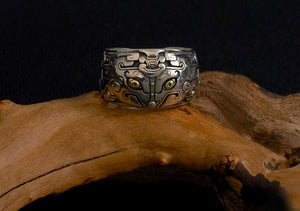 Men's beast sterling silver ring