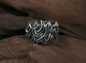 Men's dark fire sterling silver ring