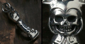 Men's hip hop sterling silver mickey skull pendant & necklace