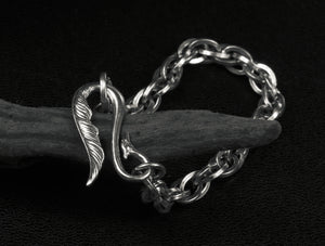 Men's feather wings sterling silver bracelet