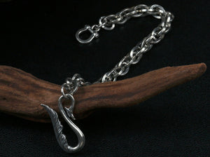 Men's feather wings sterling silver bracelet