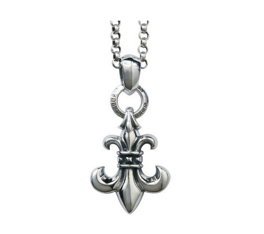 Men's sterling silver iris pendant & necklace