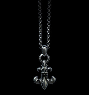 Men's sterling silver iris pendant & necklace