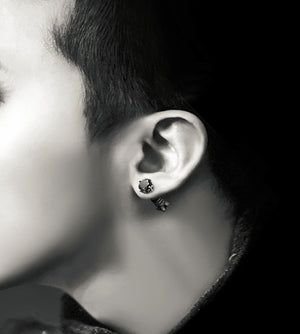 Men's black diamond ear stud
