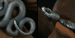 Men's sterling silver snake pendant & necklace