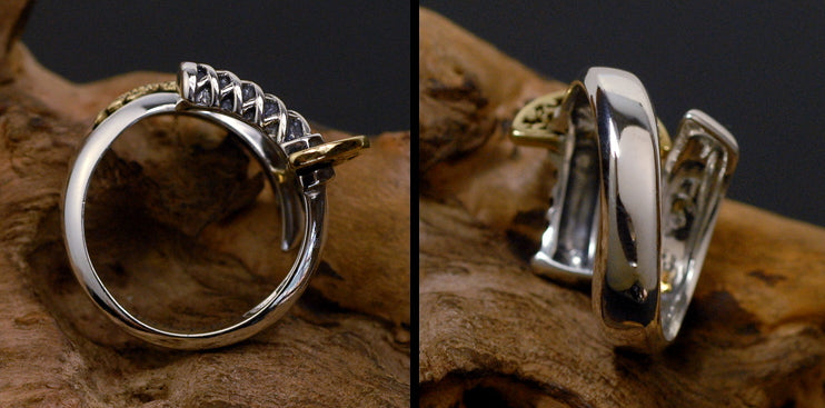 Men's unique dragon sword sterling silver ring