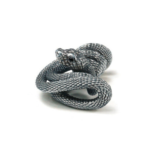 Men's fashion sterling silver snake pendant necklace