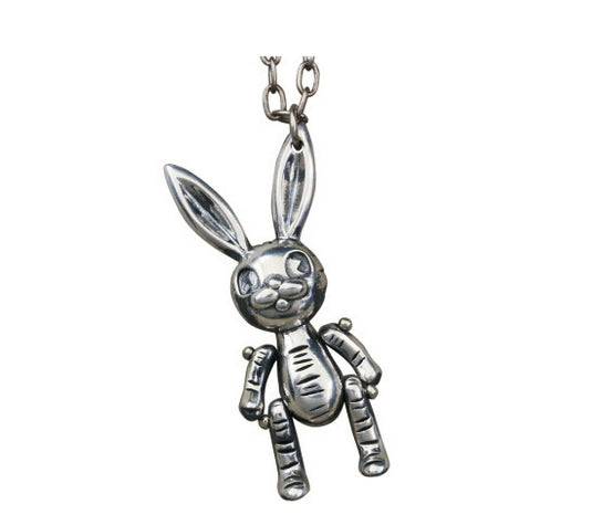 Men's sterling silver evil rabbit pendant & necklace