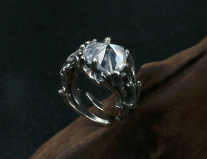 Men's vintage thorns diamond sterling silver ring