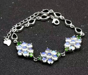 Fashion blue moonstone silver bracelet - MOWTE