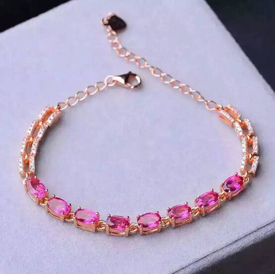 Pink topaz sterling silver bracelet