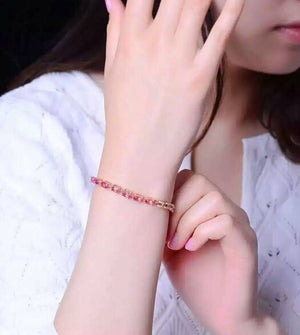 Pink topaz sterling silver bracelet - MOWTE