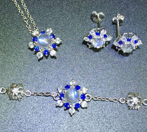 Fashion blue moonstone silver sets - MOWTE