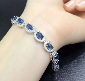 Natural sapphire sterling silver bracelet - MOWTE