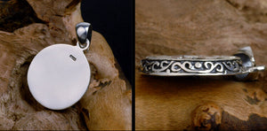 Men's elegant vintage sterling silver sun pendant & necklace - MOWTE