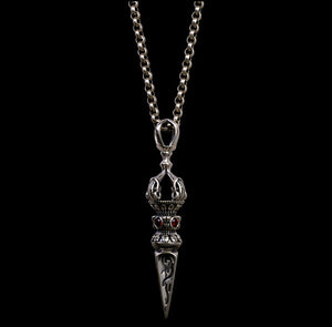 Men's vintage sterling silver pendant&necklace - MOWTE