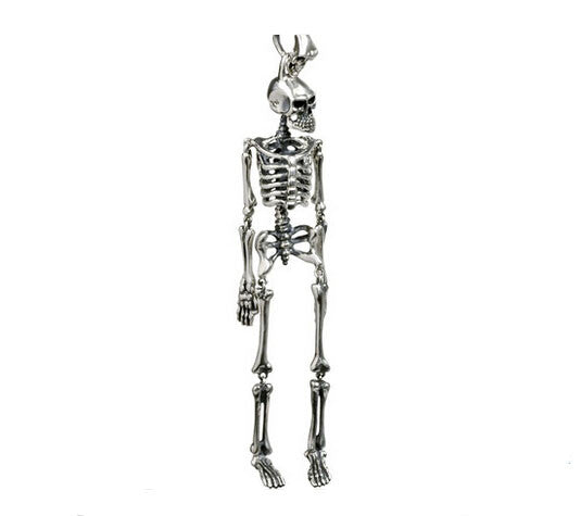 Men's personality sterling silver skeleton pendant & necklace