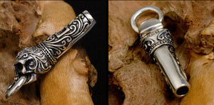 Men's elegant sterling silver whistle pendant & necklace - MOWTE