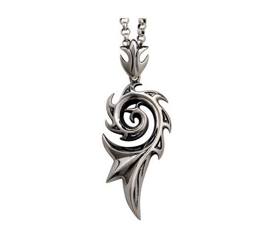 Men's fashion sterling silver dragonwings pendant & necklace