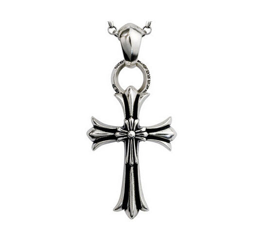 Men's vintage sterling silver cross pendant & necklace - MOWTE