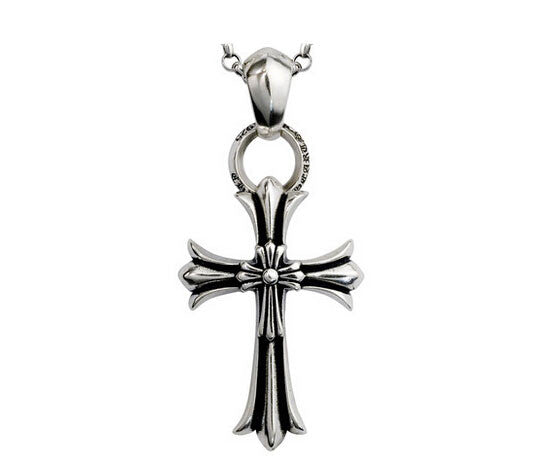 Men's vintage sterling silver cross pendant & necklace