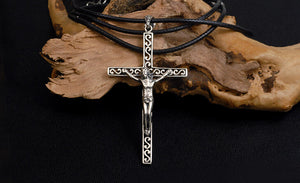Men's sterling silver Jesus cross pendant & necklace - MOWTE